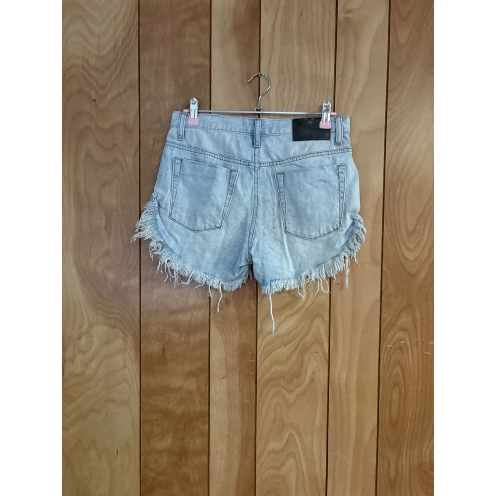 One Teaspoon Bandits Denim Shorts Light Wash Distressed Frayed 22 Good Vibes